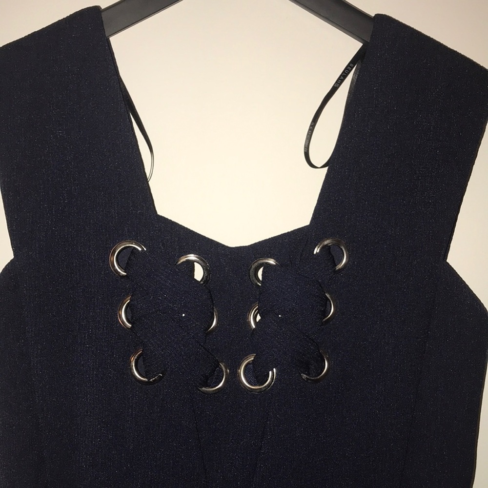 Navy Blue Sleeveless Cut-Out Grommet Romper - Picture 4 of 6